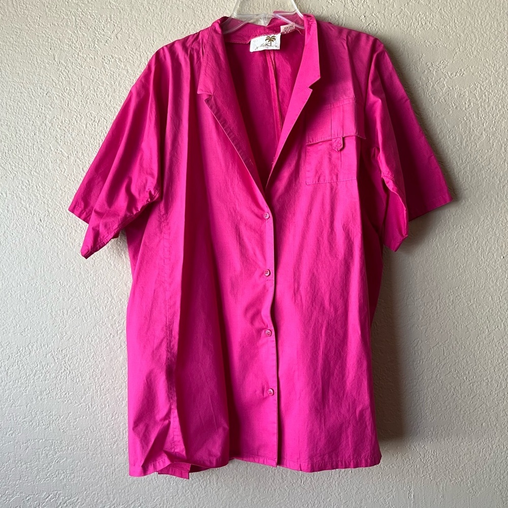 Vintage Gottex Barbie Pink Oversized Swim Suit Cover 100% Cotton Made In Africa